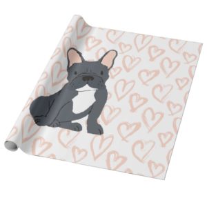 Black French Bulldog Drawing Wrapping Paper