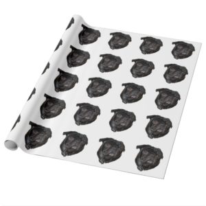 Black Funny Pug Wrapping Paper