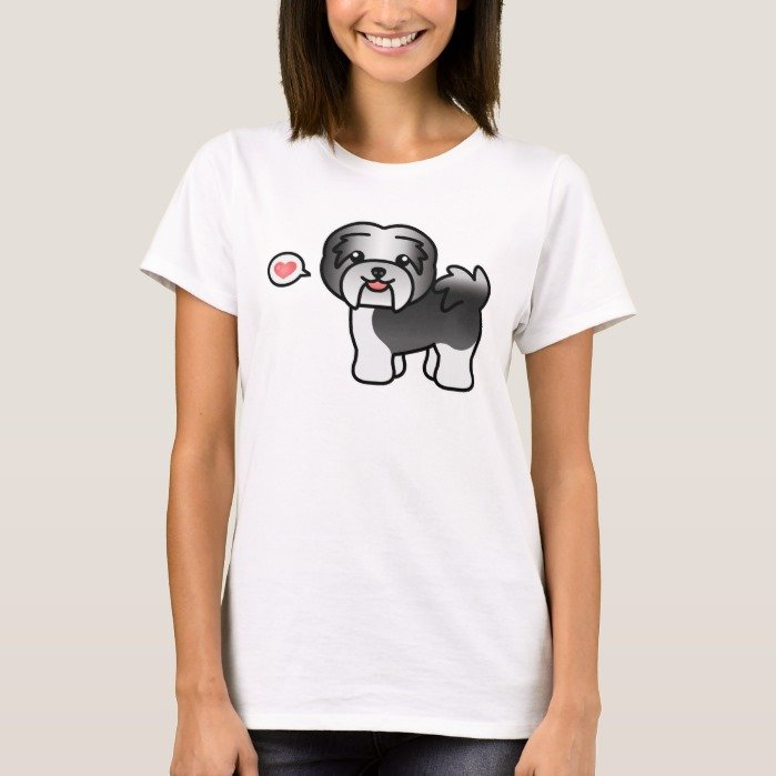 Black Irish Pied Cartoon Havanese Love T-Shirt