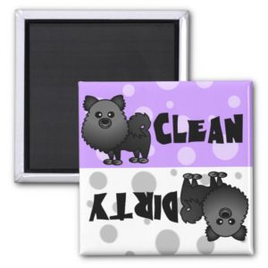 Black Pomeranian Clean Dirty Dishwasher Magnet