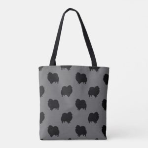 Black Pomeranian Silhouettes Pattern Tote Bag