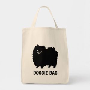 Black Pomeranian with Custom Text Tote Bag