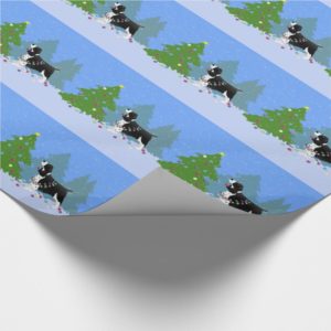 Black Springer Spaniel Decorating Christmas Tree Wrapping Paper