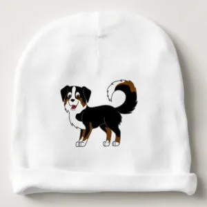 Black Tricolor Australian Shepherd Dog Baby Beanie