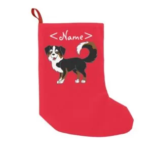 Black Tricolor Australian Shepherd Dog Small Christmas Stocking