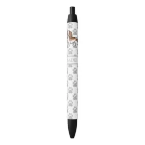 Blenheim Cavalier King Charles Spaniel Dog & Name Black Ink Pen