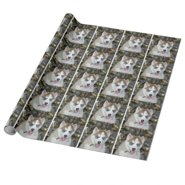Blue eyed Siberian Husky Christmas Wrapping Paper