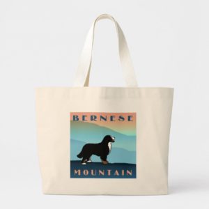 Blue Mountain Bernese Dog Large Tote Bag