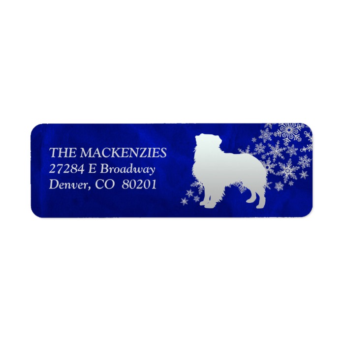 Blue Winter Australian Shepherd Return Address Label