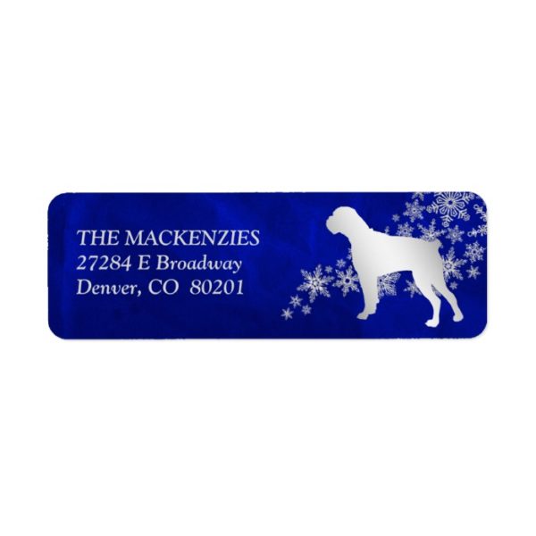 Blue Winter Boxer Dog Return Address Label