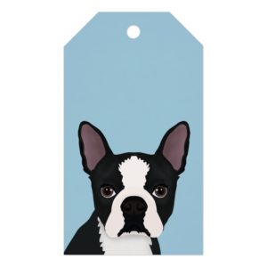 boston terrier cartoon gift tags