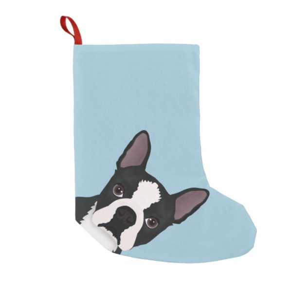 boston terrier cartoon small christmas stocking