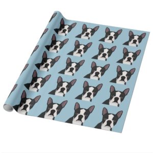 boston terrier cartoon wrapping paper