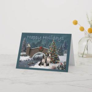 Boston Terrier Christmas Evening Greeting Card