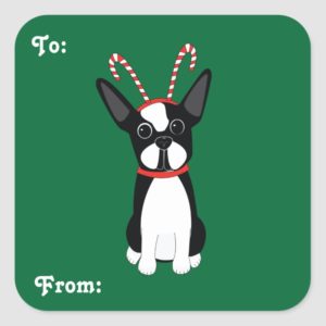 Boston Terrier Christmas Gift Stickers