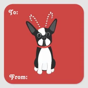 Boston Terrier Christmas Gift Tag Stickers