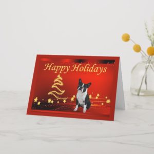 Boston Terrier Christmas Stars Greeting Card