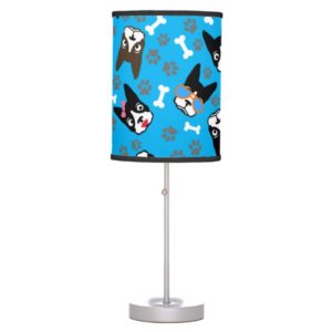 Boston Terrier Cute Mustache Funny Faces Table Lamp