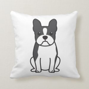 Boston Terrier Dog Cartoon Throw Pillow