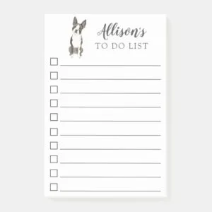 Boston Terrier Dog Personalized To Do List Post-it Notes