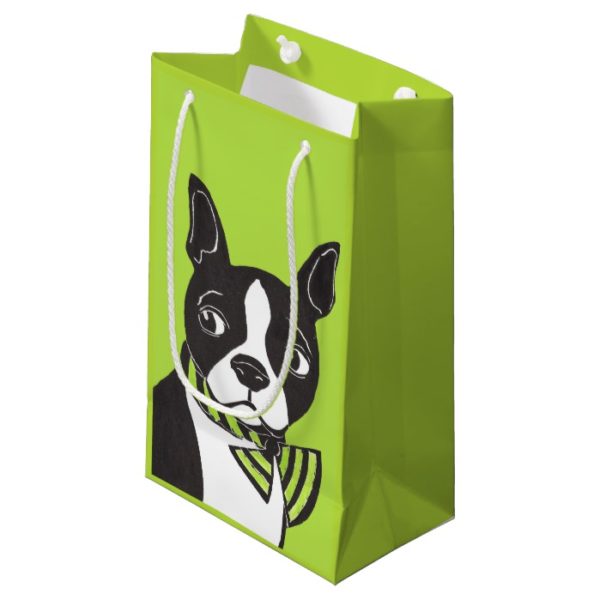 Boston Terrier Green Glossy Gift Bag