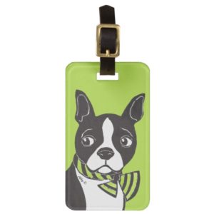 Boston Terrier Green Luggage Tag