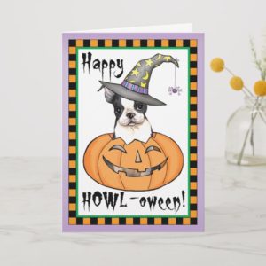 Boston Terrier Halloween Card