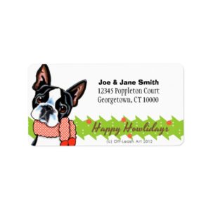 Boston Terrier Happy Howlidays Christmas Label
