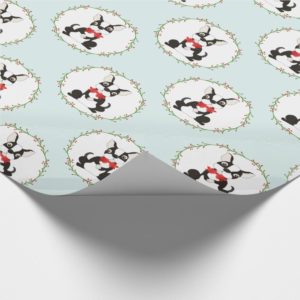 Boston Terrier in Red Bow Tie Christmas Wrapping Paper