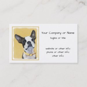 Boston Terrier Painting - Cute Original Dog Art Business Card