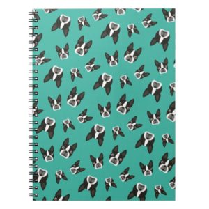 Boston Terrier Pattern Notepad - Teal Notebook