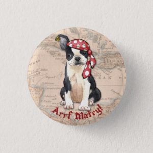 Boston Terrier Pirate Pinback Button
