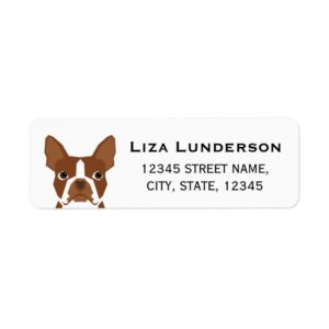Boston Terrier - Red - Return address label