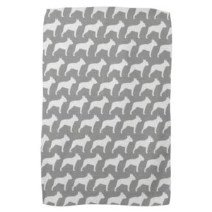 Boston Terrier Silhouettes Pattern Grey Hand Towel
