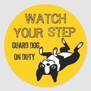 Boston Terrier Watch Your Step Classic Round Sticker