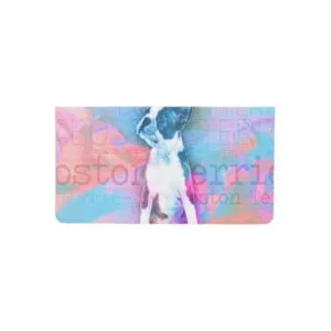 Boston Terrier Watercolor Digital Art Checkbook Cover