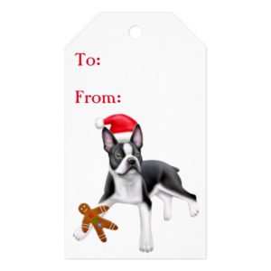 Boston Terrier with Cookie Christmas Gift Tags