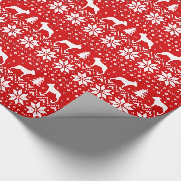 Boston Terriers Christmas Sweater Pattern Red Wrapping Paper