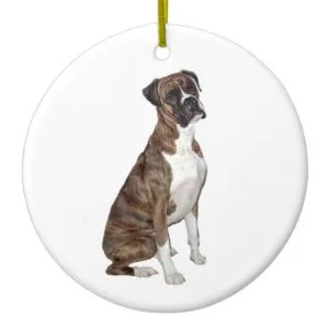 Boxer - brindle (natural ears) ceramic ornament