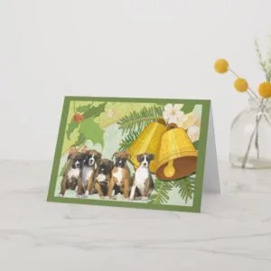 Boxer Christmas Card Bells