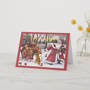 Boxer Christmas Card Santa Bears