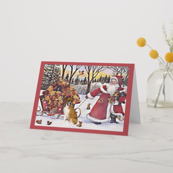 Boxer Christmas Card Santa Bears