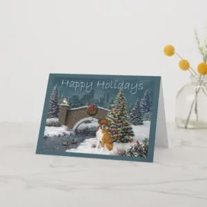Boxer Christmas Evening Greeting Card