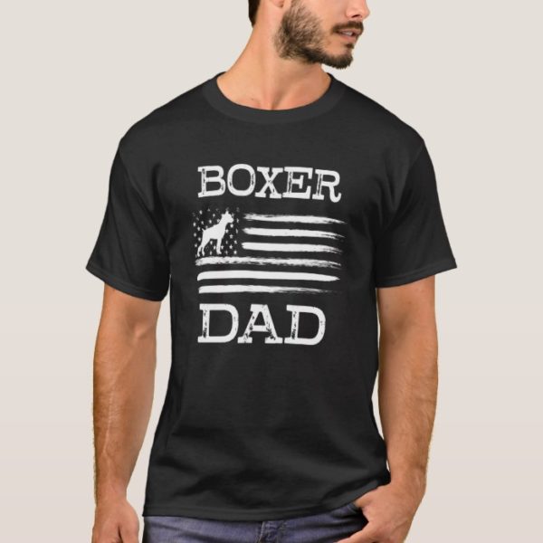 Boxer Dad Shirt Funny Dog Dad Flag T-shirt