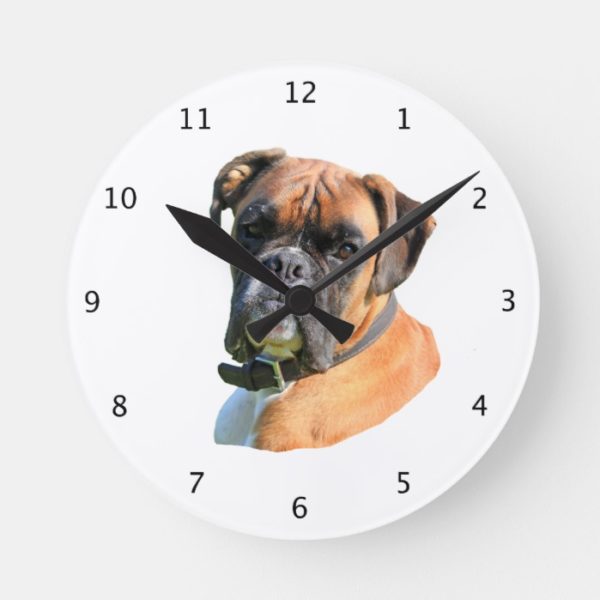 Boxer dog beautiful photo portrait round clock