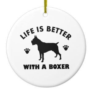 boxer dog design ceramic ornament