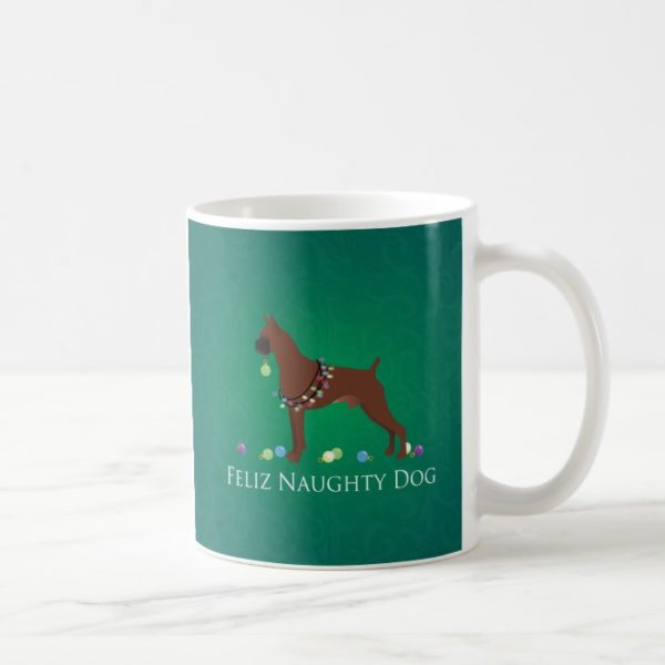 Boxer Dog Feliz Naughty Dog Christmas Design Coffee Mug