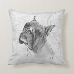 Boxer Dog Head Throw Pillow