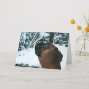 BOXER DOG IN SNOW HOLIDAY CARD