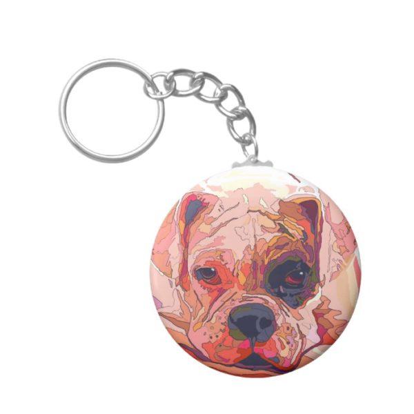 Boxer Dog Painting in Dazzling Colors Keychain